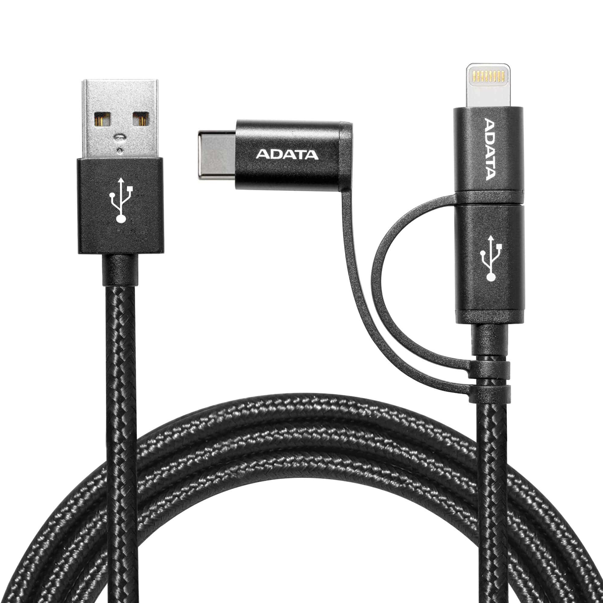 Adata In Lightning Micro Usb Usb C Durable Braided Cable